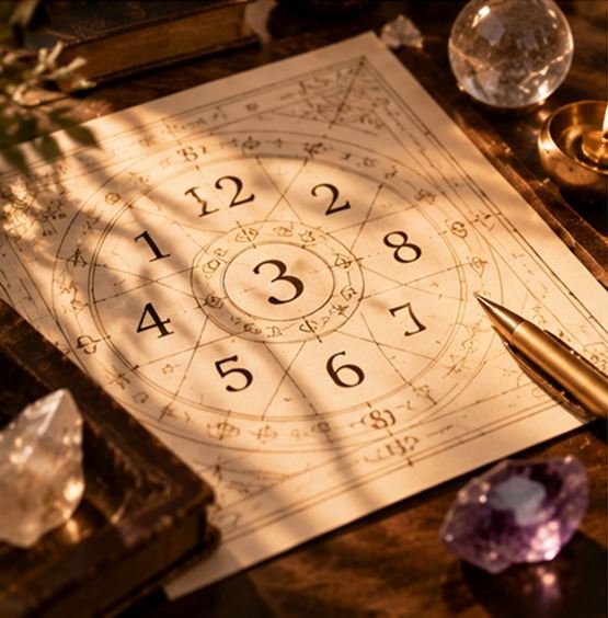 Golden numerology portal with sacred numbers